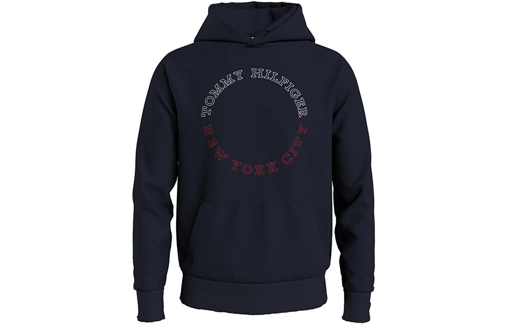 Tommy Hilfiger Blue Hoodie with Letter Print Casual Long Sleeves MW0MW32655-DW5