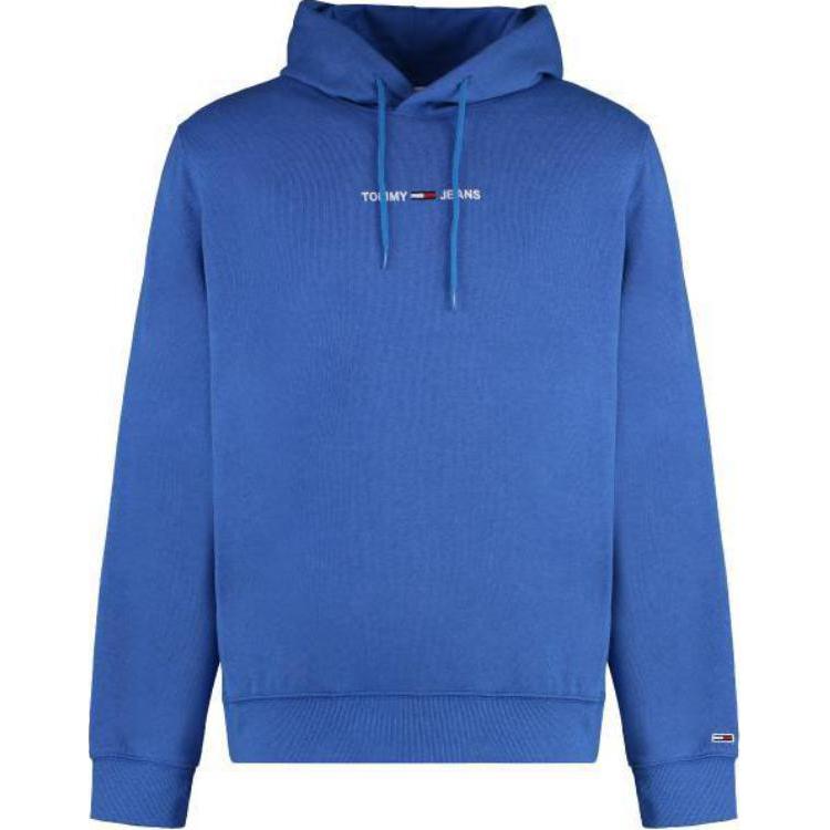 Tommy Hilfiger Blue Solid Hoodie with Logo Patch and Embroidery DM0DM11632-VQ6