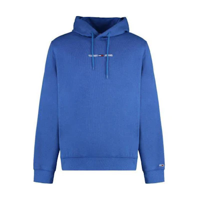 Tommy Hilfiger Blue Solid Hoodie with Logo Patch and Embroidery DM0DM11632-VQ6