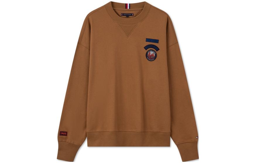 Tommy Hilfiger Brown Embroidered Logo Cotton Crewneck Sweatshirt MW0MW32671