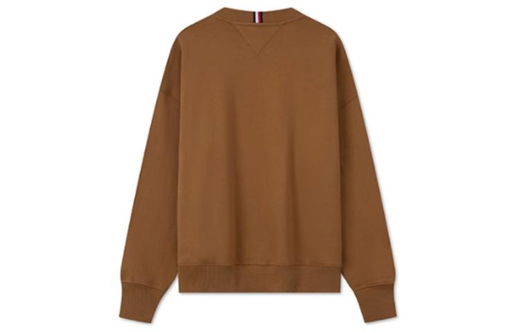 Lookbook 汤米希尔费格棕色刺绣标志纯棉圆领卫衣 MW0MW32671