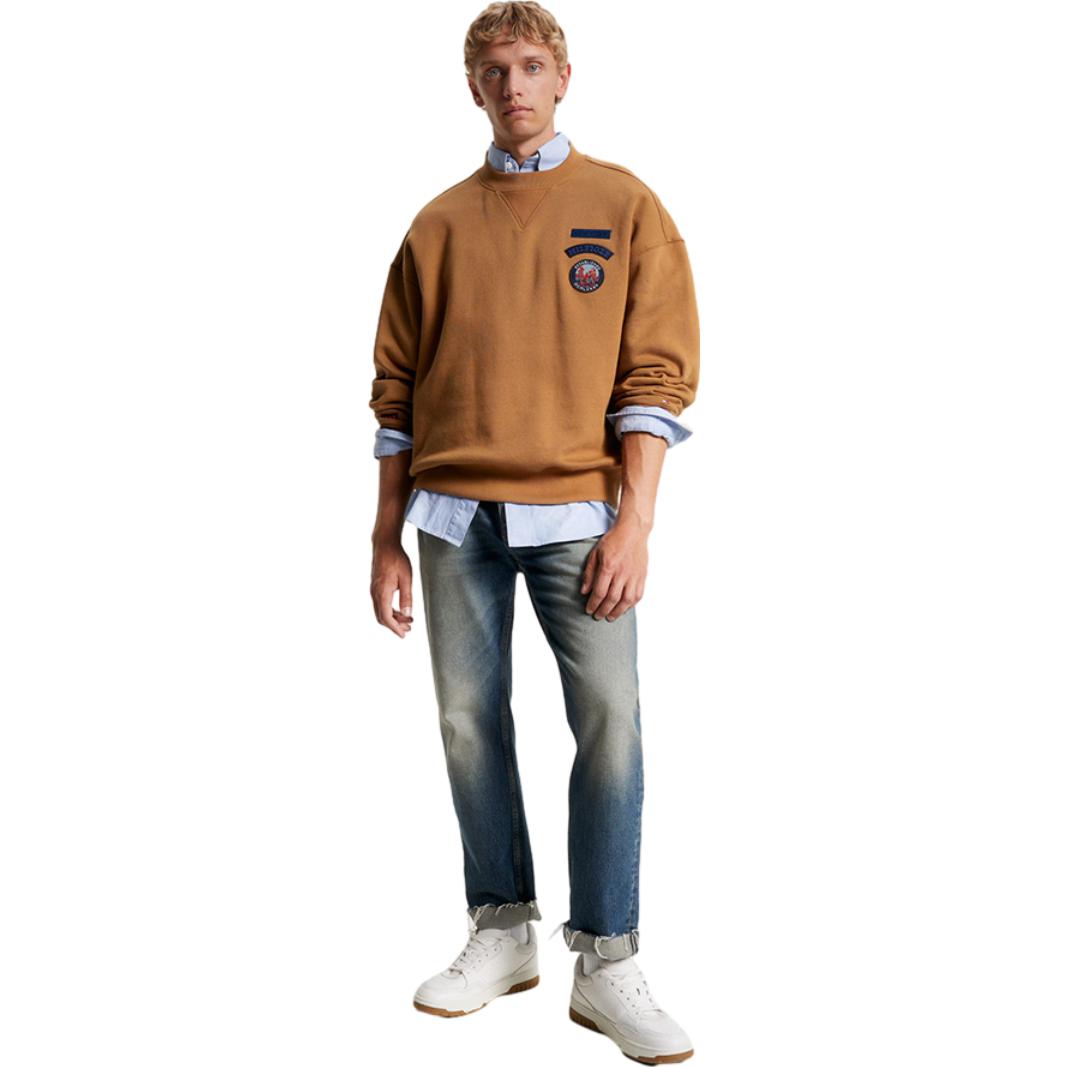 Shop 汤米希尔费格棕色刺绣标志纯棉圆领卫衣 MW0MW32671