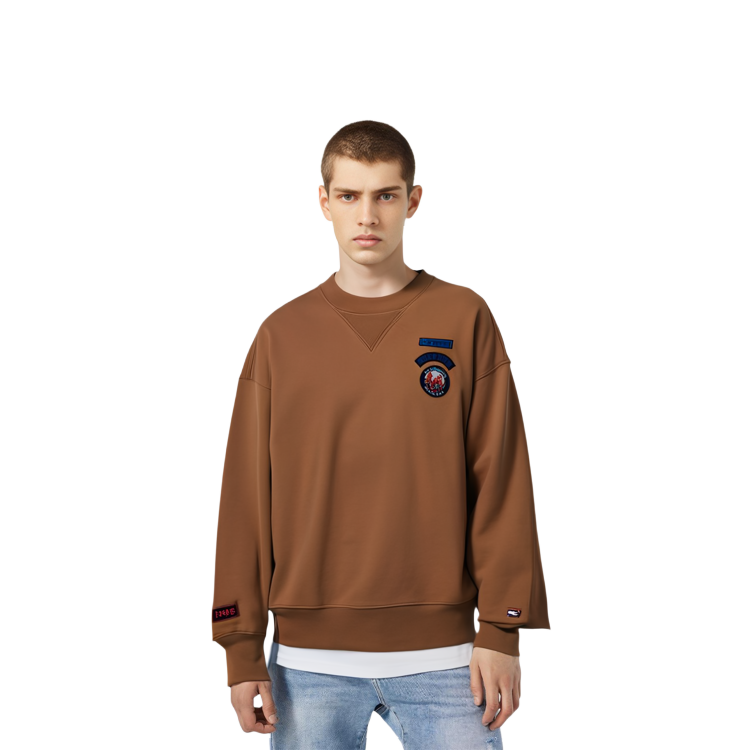 Details for 汤米希尔费格棕色刺绣标志纯棉圆领卫衣 MW0MW32671