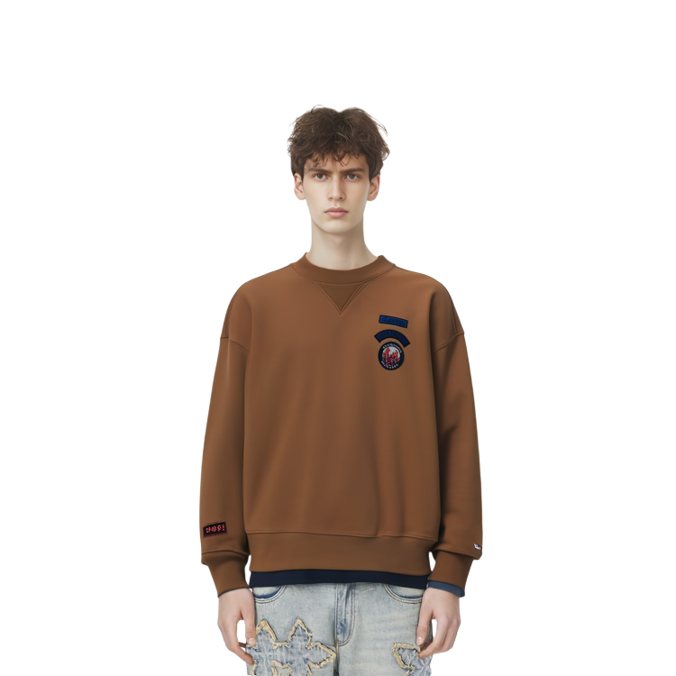 Sizing 汤米希尔费格棕色刺绣标志纯棉圆领卫衣 MW0MW32671