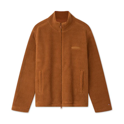 Tommy Hilfiger Brown Fleece Zipper Cardigan - Casual and Warm Pullover MW0MW37228