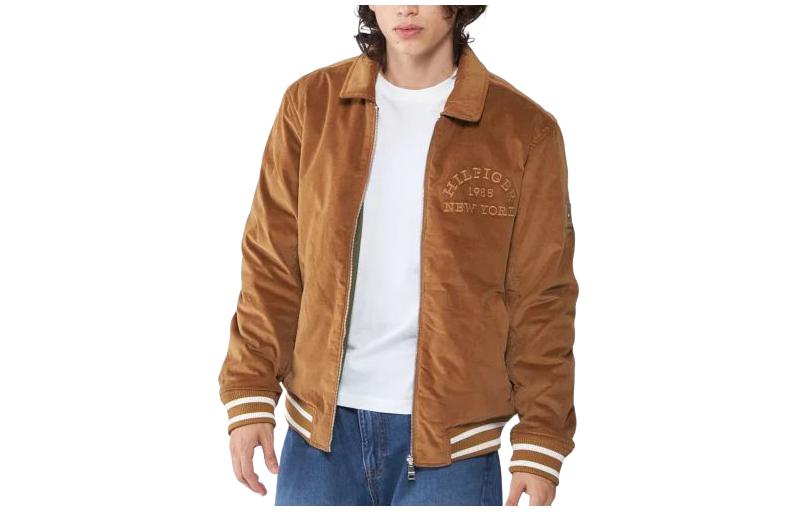 Tommy Hilfiger Brown Zip-Up Collared Long-Sleeve Jacket MW32792-GWJ