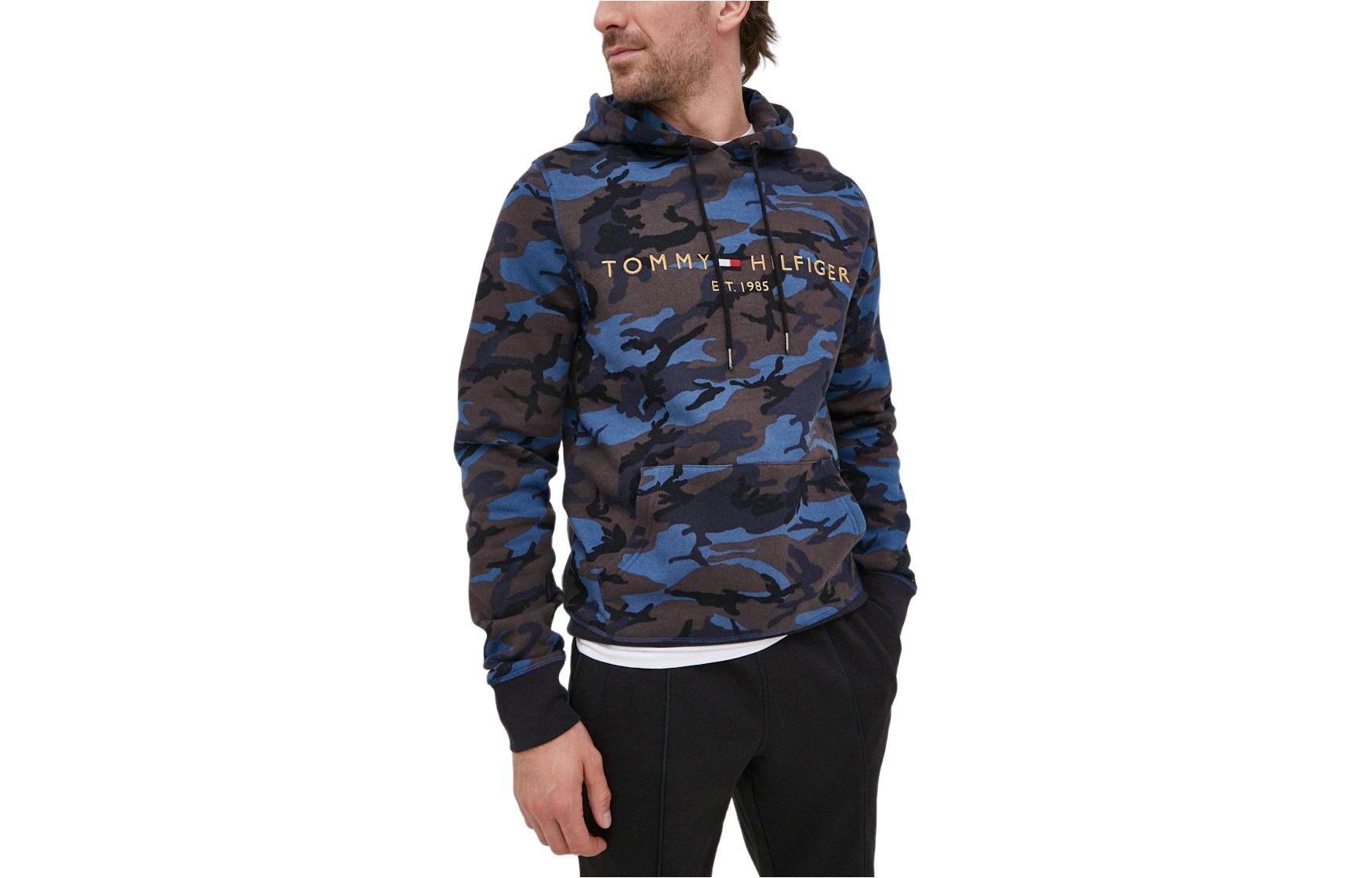 Tommy Hilfiger Camo Logo Print Hoodie Blue MW0MW241510GY