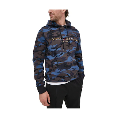 Tommy Hilfiger Camo Logo Print Hoodie Blue MW0MW241510GY