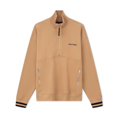 Tommy Hilfiger Casual Cotton Half-Zip Pullover Sweatshirt Khaki MW0MW34404