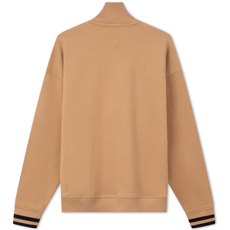 Lookbook 汤米·希尔费格休闲纯棉半拉链套头衫卡其色卫衣 MW0MW34404