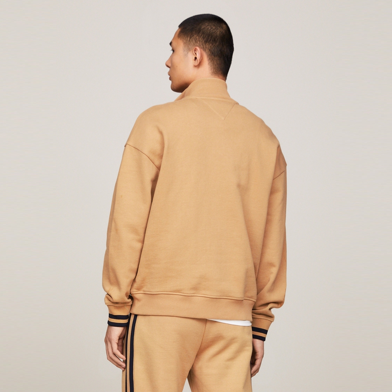 Purchase 汤米·希尔费格休闲纯棉半拉链套头衫卡其色卫衣 MW0MW34404