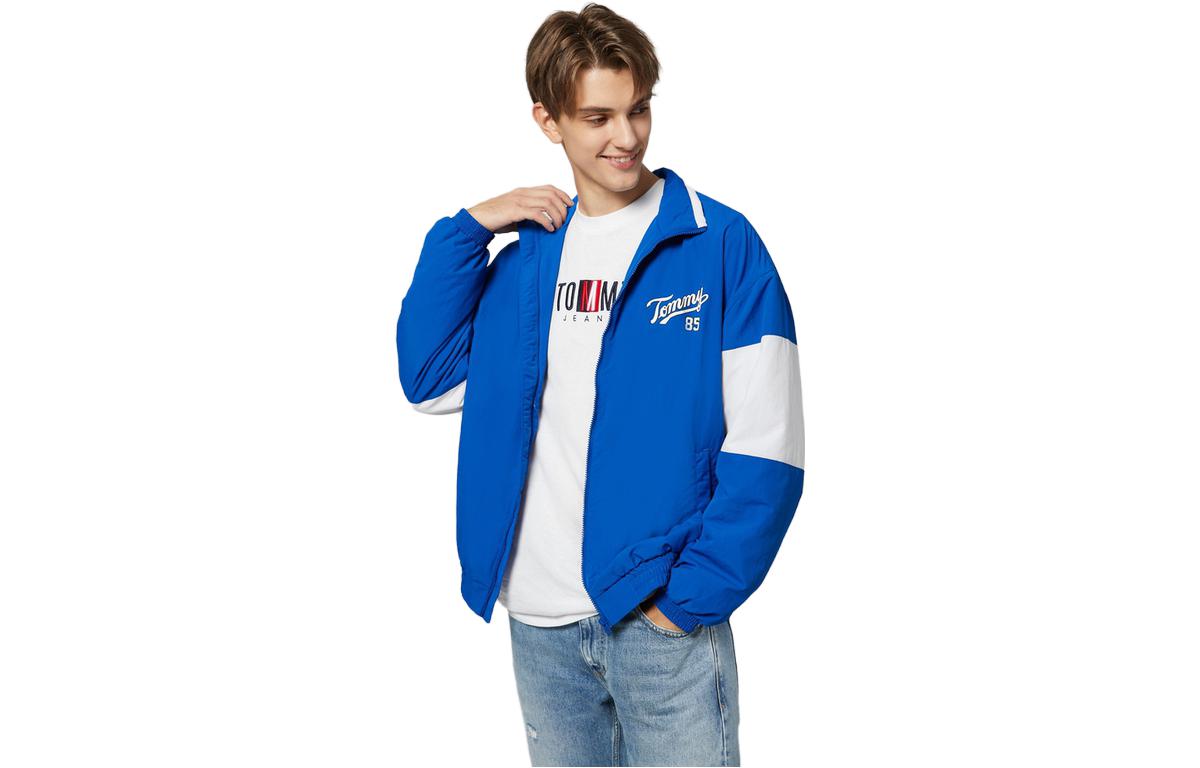 Tommy Hilfiger Casual Solid Color Stand Collar Jacket Blue White DM0DM15392