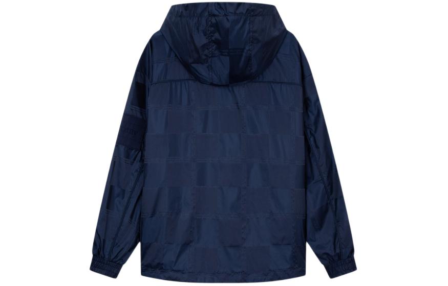 Lookbook Tommy Hilfiger 格子半拉鍊寬鬆連帽外套 男女款 海軍藍 DM0DM18498-DCC