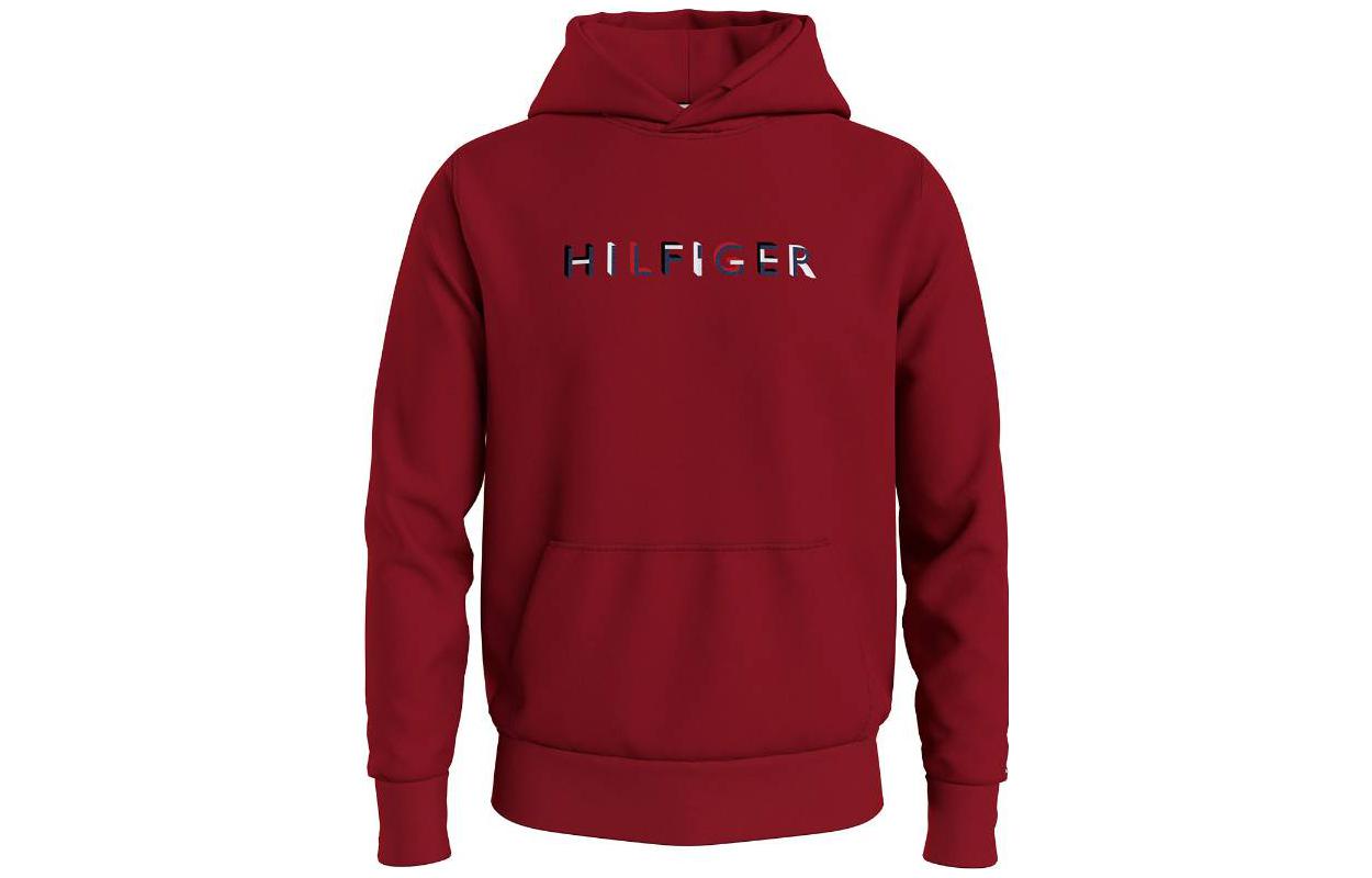 Tommy Hilfiger Christmas Logo Print Hoodie Red MW0MW32014XMP