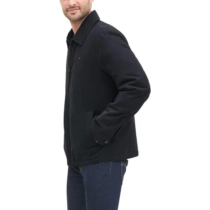 Shop 汤米·希尔费格经典黑色刺绣Logo商务休闲男士夹克 TM-159AK644