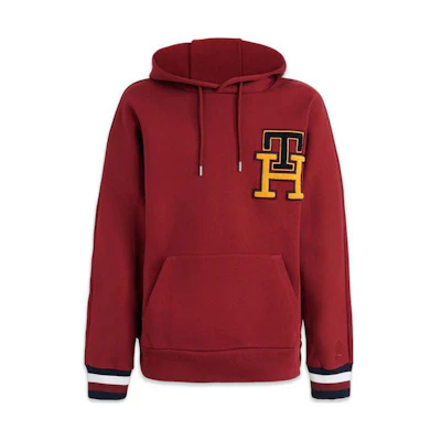 Tommy Hilfiger Classic Logo Embroidered Hoodie Dark Red Christmas Edition MW0MW28890XJS
