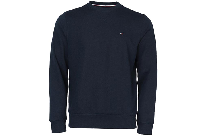 Tommy Hilfiger Classic Solid Navy Pullover Crewneck Sweatshirt Men 78E6675-079