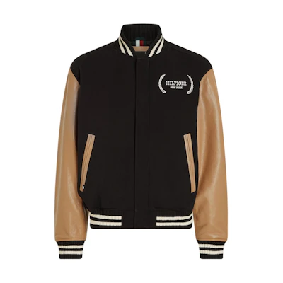 Tommy Hilfiger Color-Blocked Varsity Jacket Black Long Sleeve Outerwear MW33759BDS