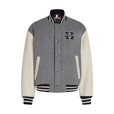 Tommy Hilfiger Colorblock Baseball Collar Oversized Jacket Grey - MW0MW37032-P01