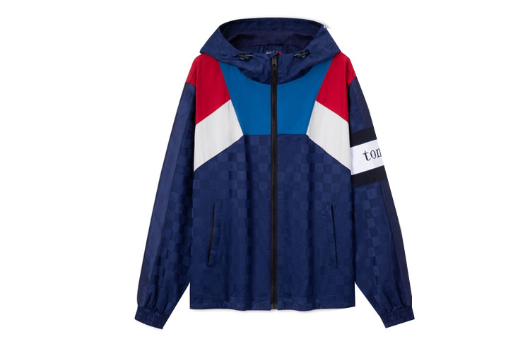 Tommy Hilfiger Colorblock Checkered Hoodie Jacket Unisex Red White Blue DM0DM16501-C9I