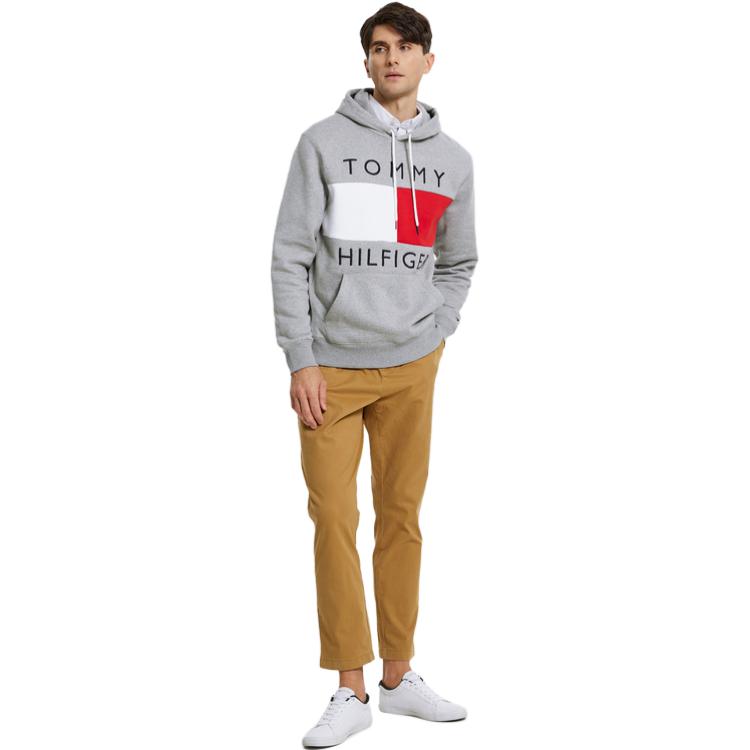 Shop Tommy Hilfiger 拼色刺繡抽繩連帽套頭衫 08678J1753-