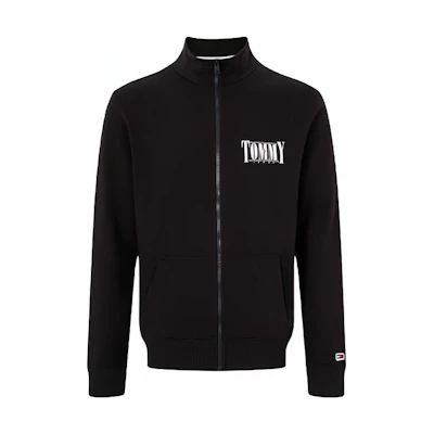 Tommy Hilfiger Colorblock Letter Print Zip-Up Sweatshirt Black Jacket DM0DM15008-BDS