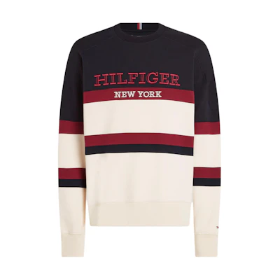 Tommy Hilfiger Colorblock Logo Crewneck Sweatshirt White MW33663-AEF