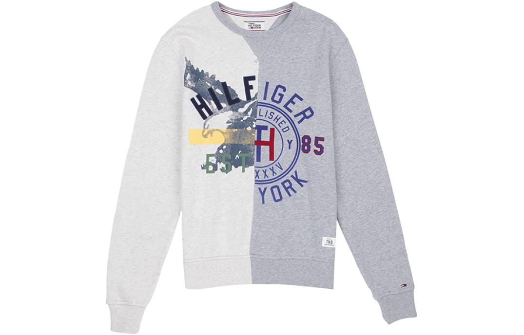 Tommy Hilfiger Colorblock Logo Crewneck Sweatshirt Grey Mens C8878C7815-239