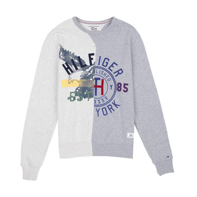 Tommy Hilfiger Colorblock Logo Crewneck Sweatshirt Grey Mens C8878C7815-239
