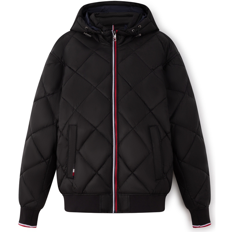 Tommy Hilfiger Colorblock Quilted Hooded Jacket for Men - Slim Fit, Warm Outerwear. 78J9385