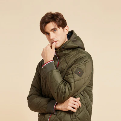 汤米希尔费格男士拼色加厚连帽夹克 - 修身保暖外套 78J9385 5