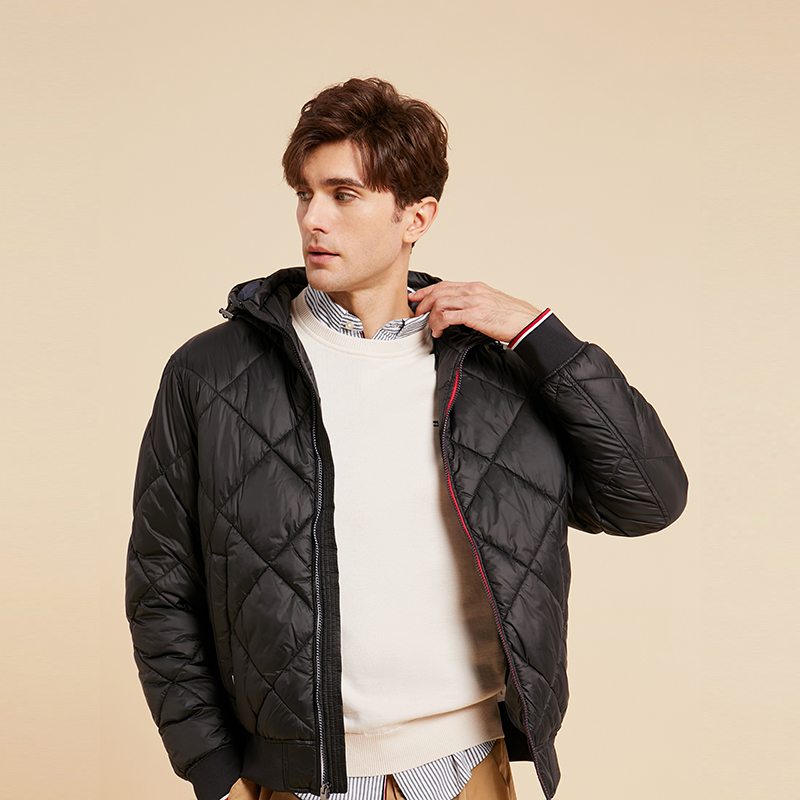 Sizing 汤米希尔费格男士拼色加厚连帽夹克 - 修身保暖外套 78J9385