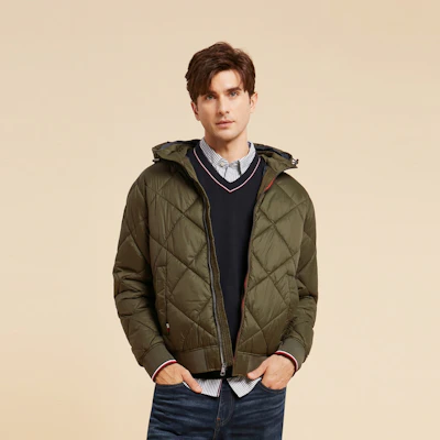 汤米希尔费格男士拼色加厚连帽夹克 - 修身保暖外套 78J9385 2