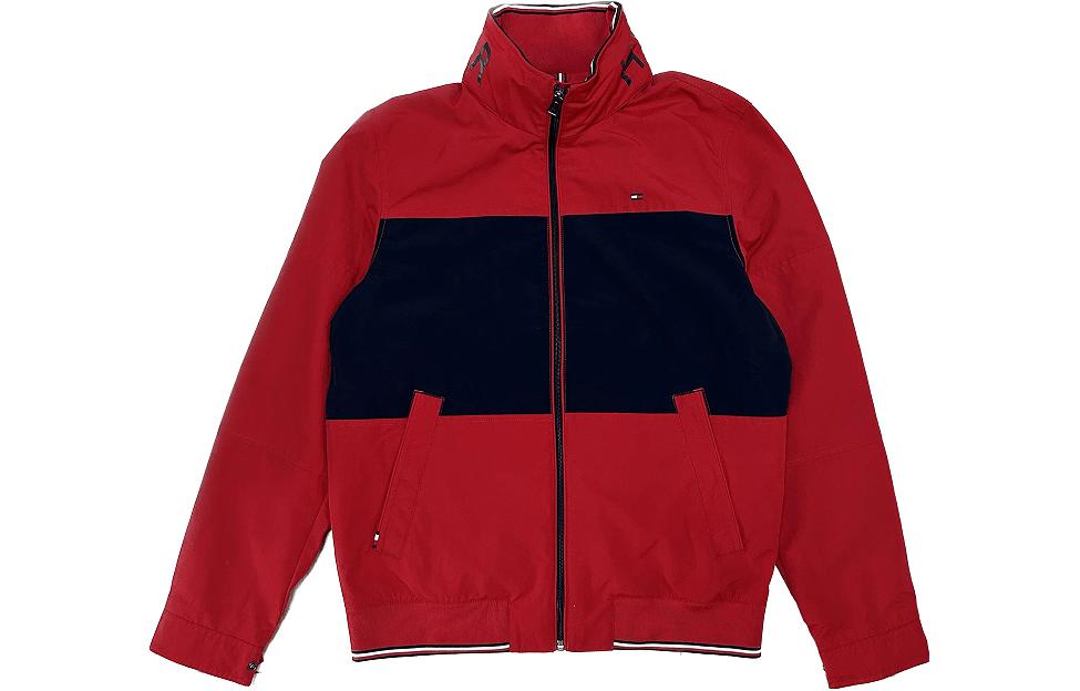 Order Tommy Hilfiger Jaket Lengan Panjang Warna Blok dengan Kerah Standar 78J5746-600
