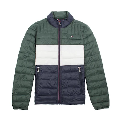 Tommy Hilfiger Colorblock Zip-Up Jacket with Stand Collar 158AN496-GREEN