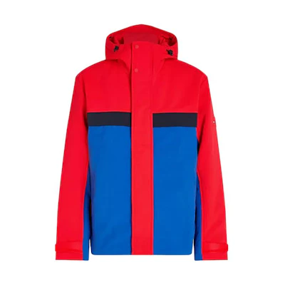 Tommy Hilfiger Colorblock Zip Hoodie Jacket in Vibrant Red MW34021-0KP