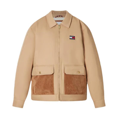 Tommy Hilfiger Corduroy Patchwork Embroidered Collar Work Jacket Men DM0DM17478