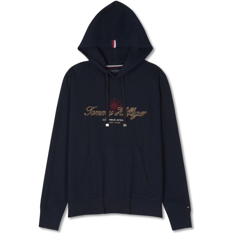 Tommy Hilfiger Cotton Hoodie with Embroidered Script Logo MW0MW32690