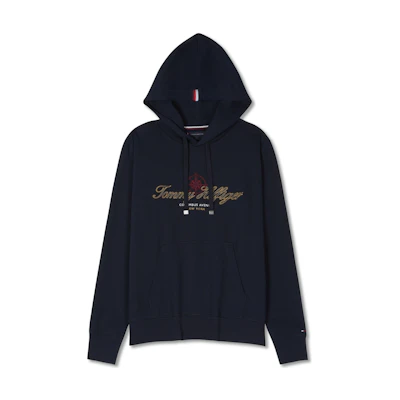 Tommy Hilfiger Cotton Hoodie with Embroidered Script Logo MW0MW32690