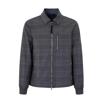 Tommy Hilfiger Dark Grey Plaid Casual Jacket with Zipper Pocket MW0MW19307