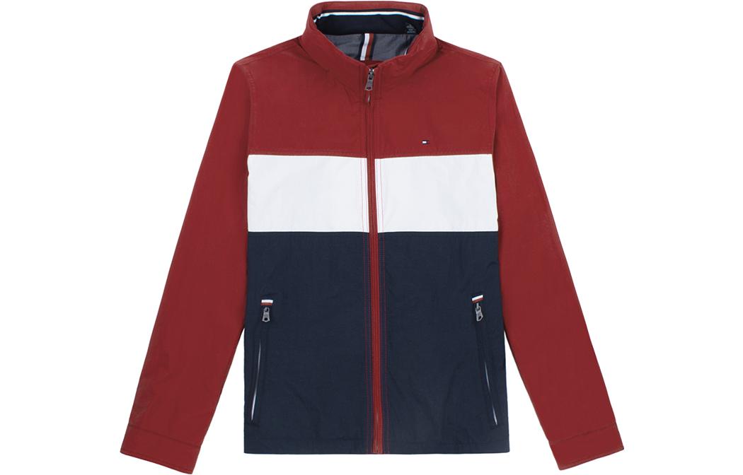 Tommy Hilfiger Embroidered Chest Logo Colorblock Zip Jacket Red/White/Navy Men 157AN057-RIN