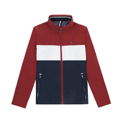 Tommy Hilfiger Embroidered Chest Logo Colorblock Zip Jacket Red/White/Navy Men 157AN057-RIN