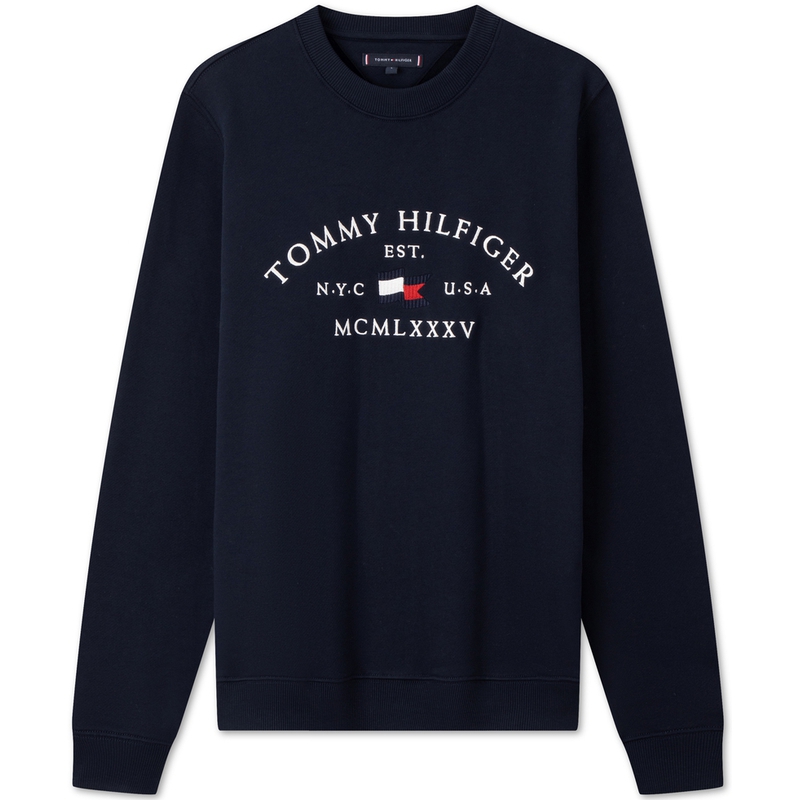 Tommy Hilfiger Embroidered Cotton Crewneck Pullover Sweatshirt MW0MW35526