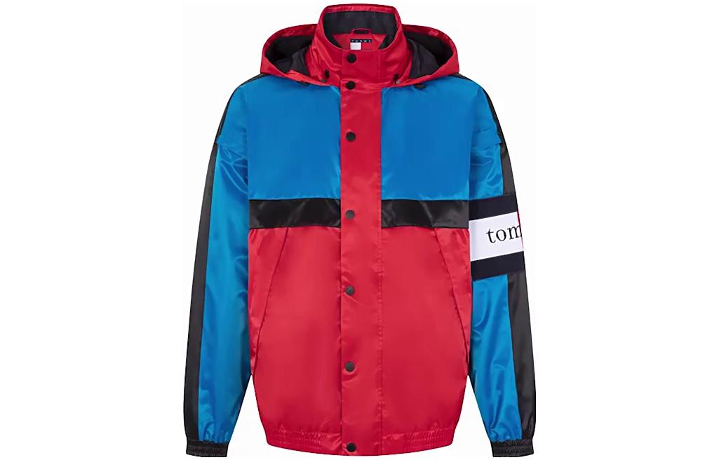 Tommy Hilfiger Embroidered Detachable Sleeves Hoodie Jacket Red/Blue Mens DM0DM15986