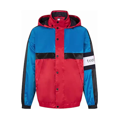 Tommy Hilfiger Embroidered Detachable Sleeves Hoodie Jacket Red/Blue Mens DM0DM15986