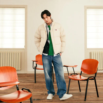 타미 힐피거 자수 후드 패딩 다운 재킷 유니섹스 90% 다운 웜 코트 DM0DM20374 3