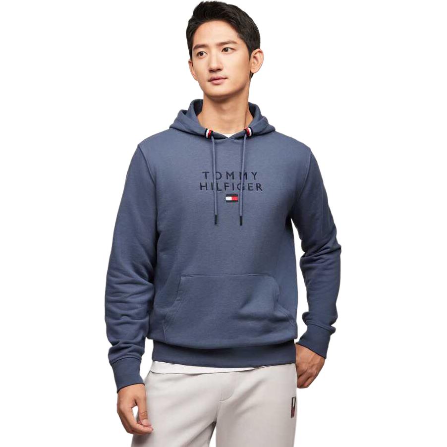 Tommy Hilfiger Embroidered Logo Hoodie Misty Blue XM0XM02496-C9T