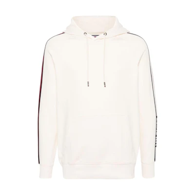 Tommy Hilfiger Embroidered Logo Hoodie with Striped Detail - Cream MW0MW33662-WHITE