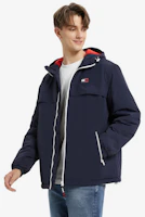 Shop Tommy Hilfiger Embroidered Logo Oversized Padded Jacket Hoodie Unisex DM0DM14448
