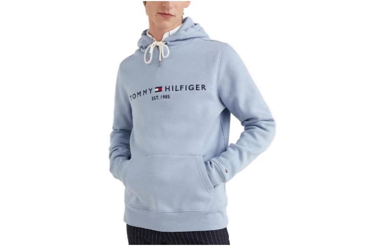 Tommy Hilfiger Embroidered Logo Pullover Hoodie Light Blue Long Sleeve M78J9503-DY5